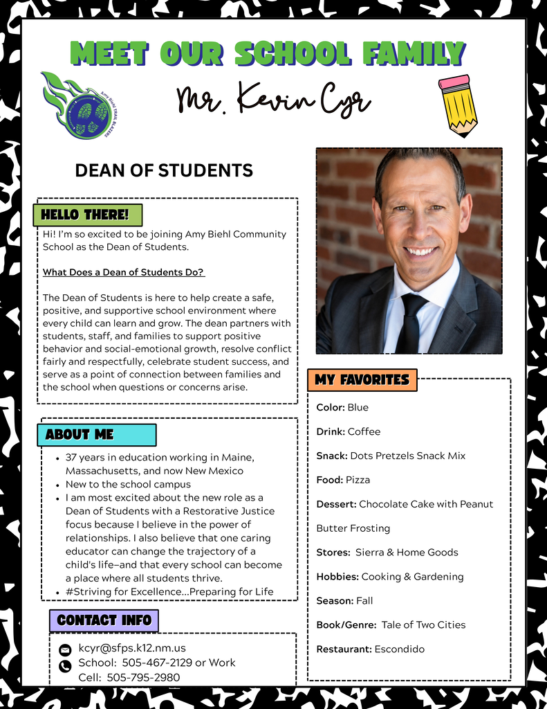An image with a black and white border features text, a photo of a smiling man, and personal details.