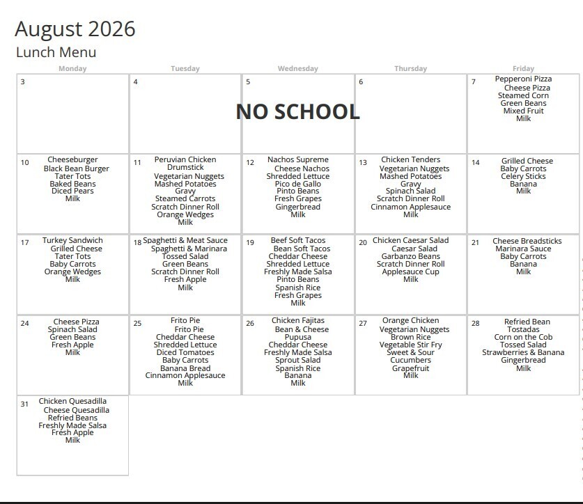 lunch menu