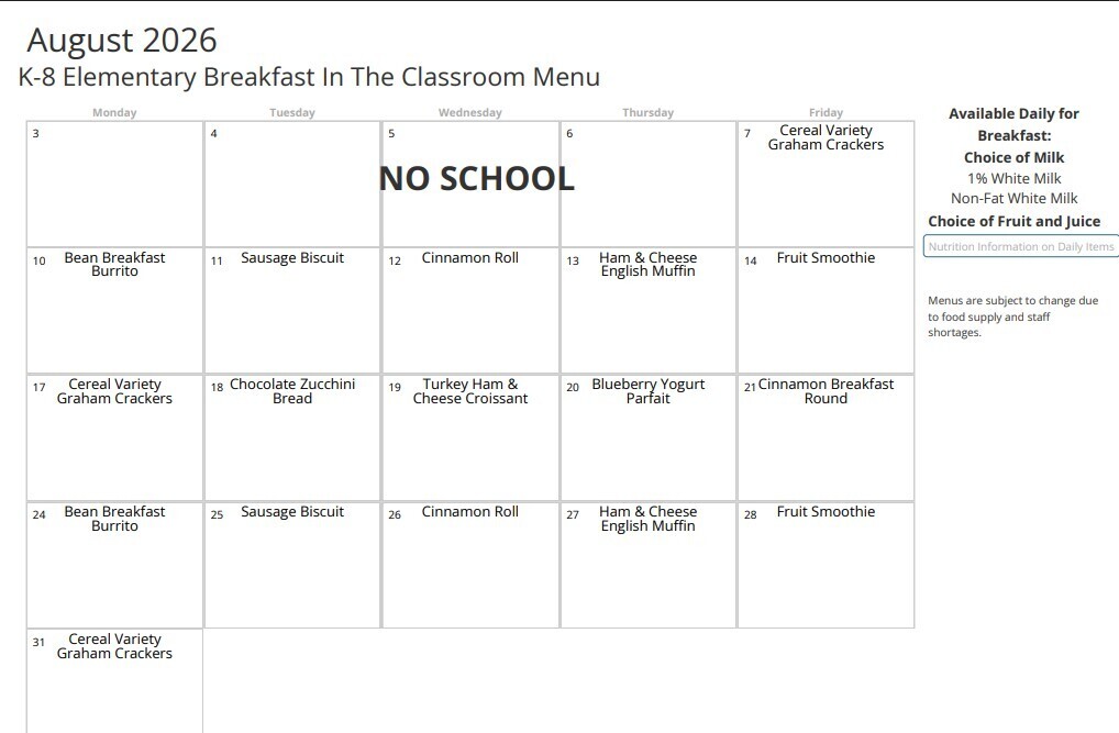 Breakfast Menu