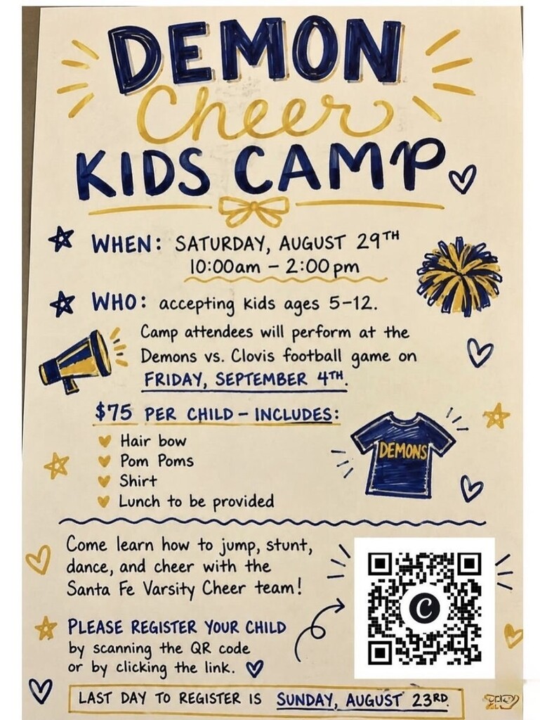 DEMON CHEER KIDS CAMP  Come Cheer With Us! 