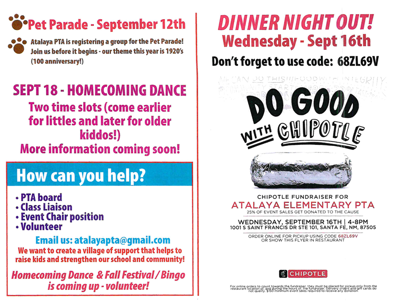 PTA Sept. Events and Info