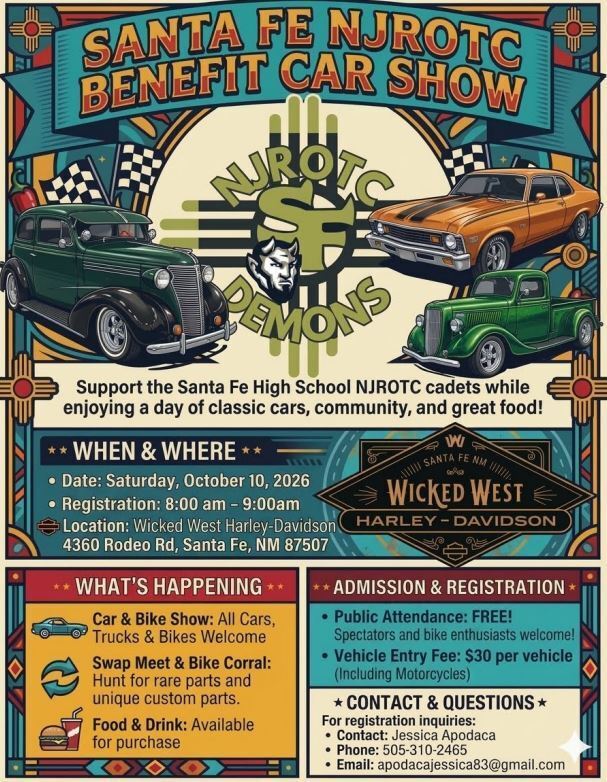 Support the Santa Fe High School NJROTC October 10, 2026 at Wicked West Harley Davison