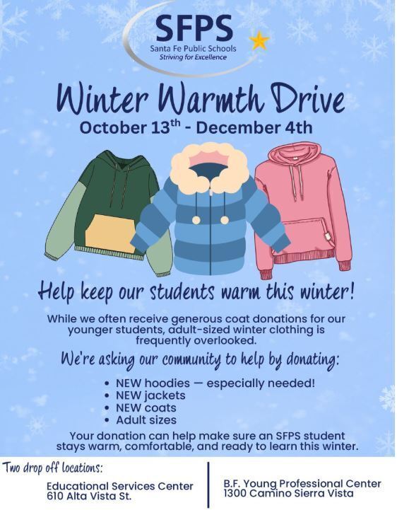 Winter Warmth Drive October 13-December 4th 