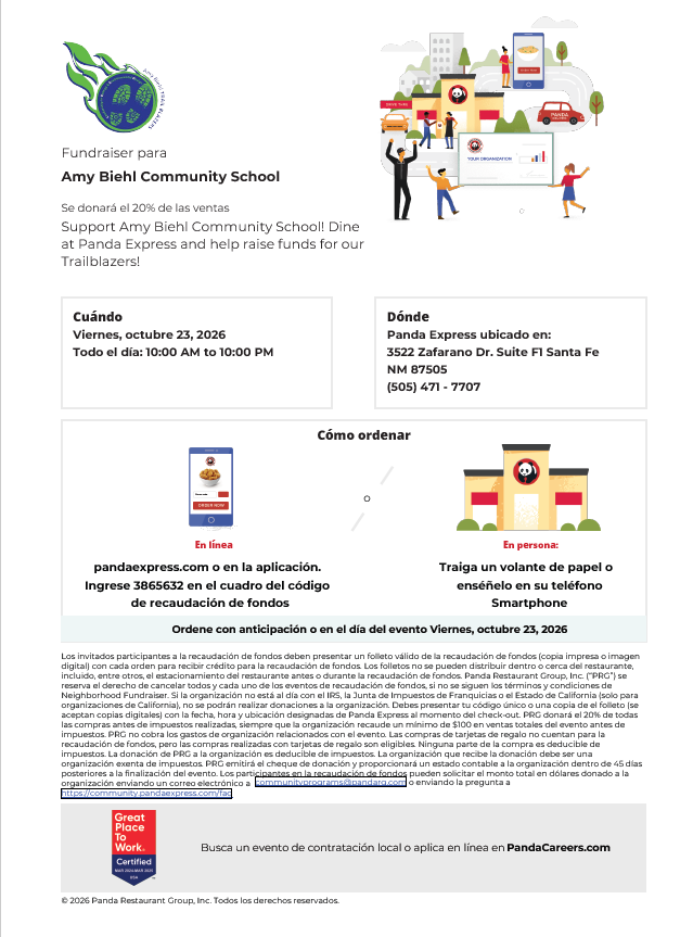 An information poster with illustrations of people at a restaurant and text in English and Spanish.