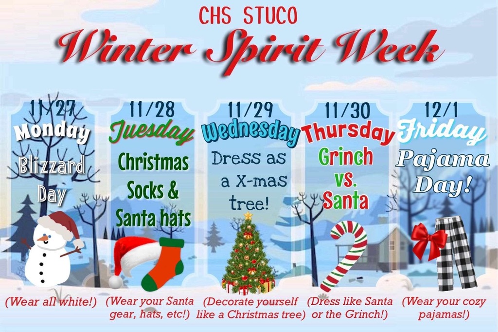 Winter Spirit Week shows how to dress for each day of the week!