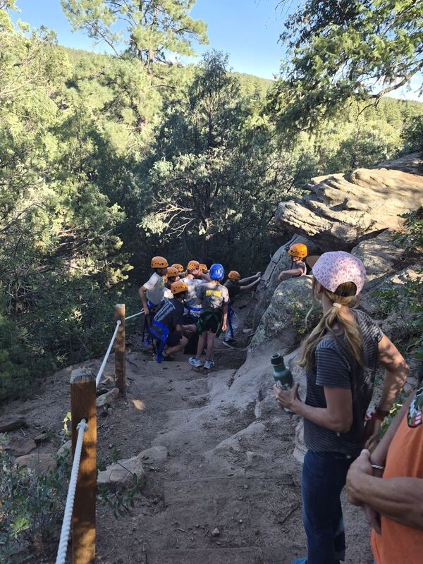 7th graders line up for via ferrata