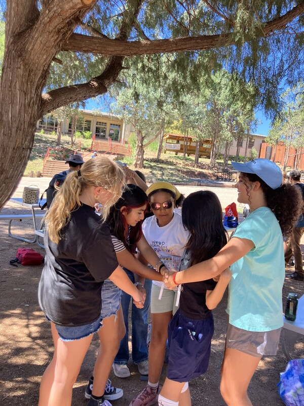 7th graders participate in the human knot activity