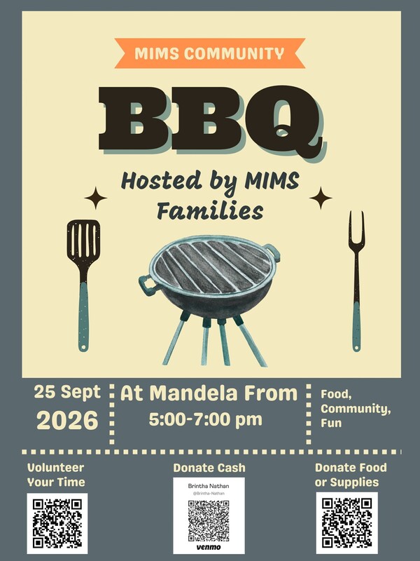 MIMS Community BBQ Flyer in English