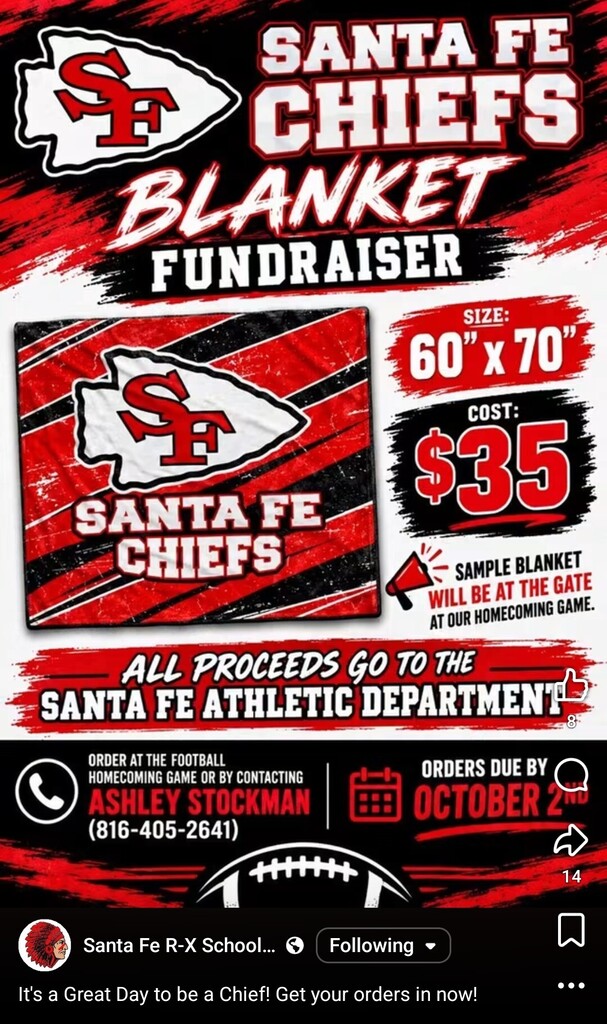 Santa Fe Chiefs Blanket Fundraiser