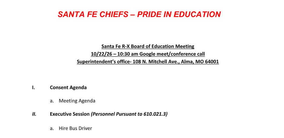 board agenda