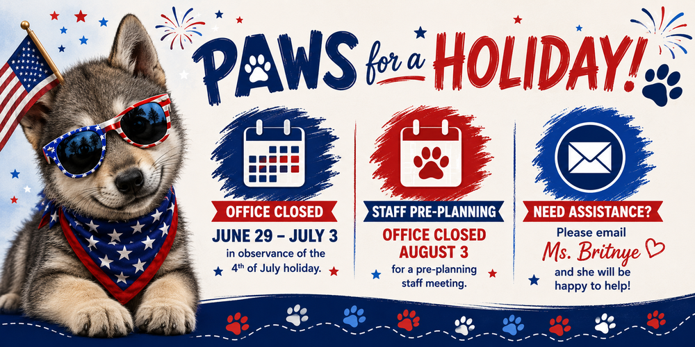 Wolf pup in 4th of July outfit