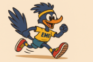 Roadrunner running with EME tshirt