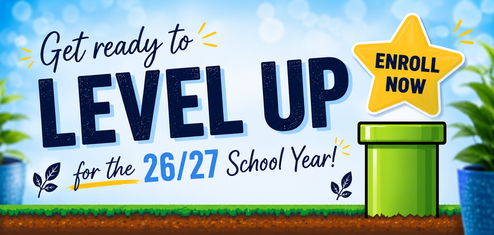 Level Up Enrollment Graphic. Vintage Video Game 