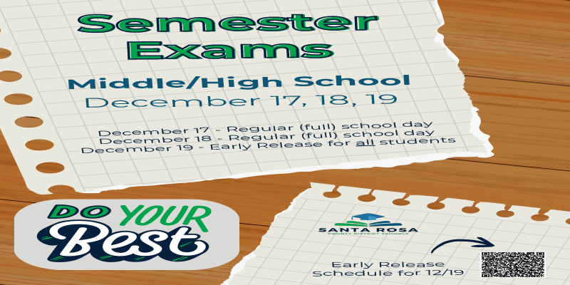 Semester exam schedule