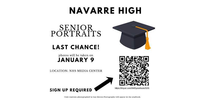 Information and QR code to sign up for senior photos.