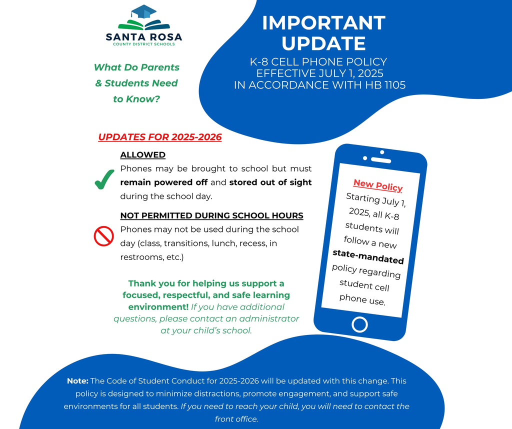Cell Phone Policy SRCDS Flyer 2025-2026 (Facebook Post) Updated