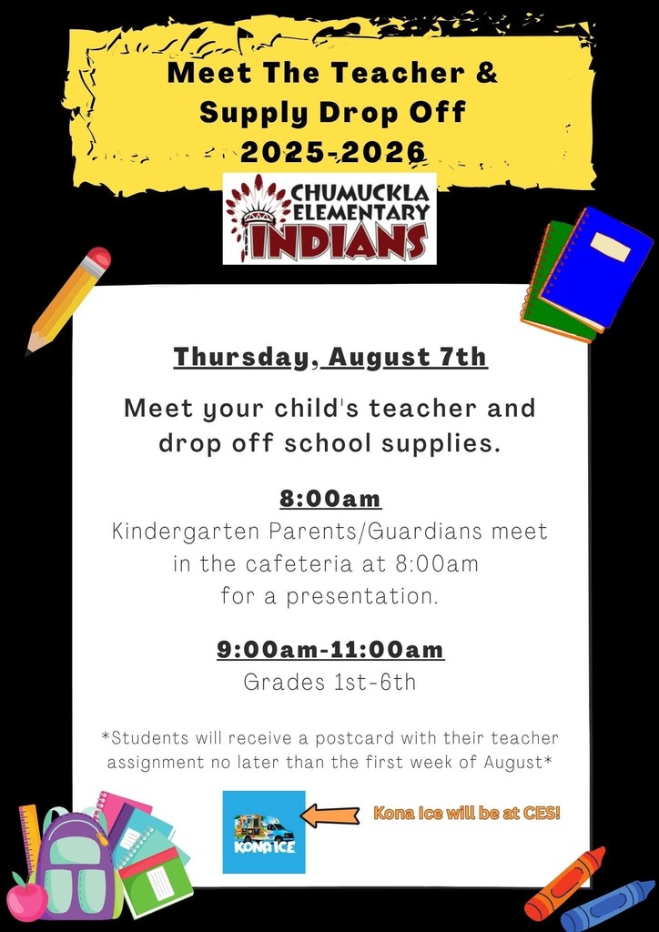 Meet the teacher times. Kindergarten at 8am. 1st-6th from 9-11am.