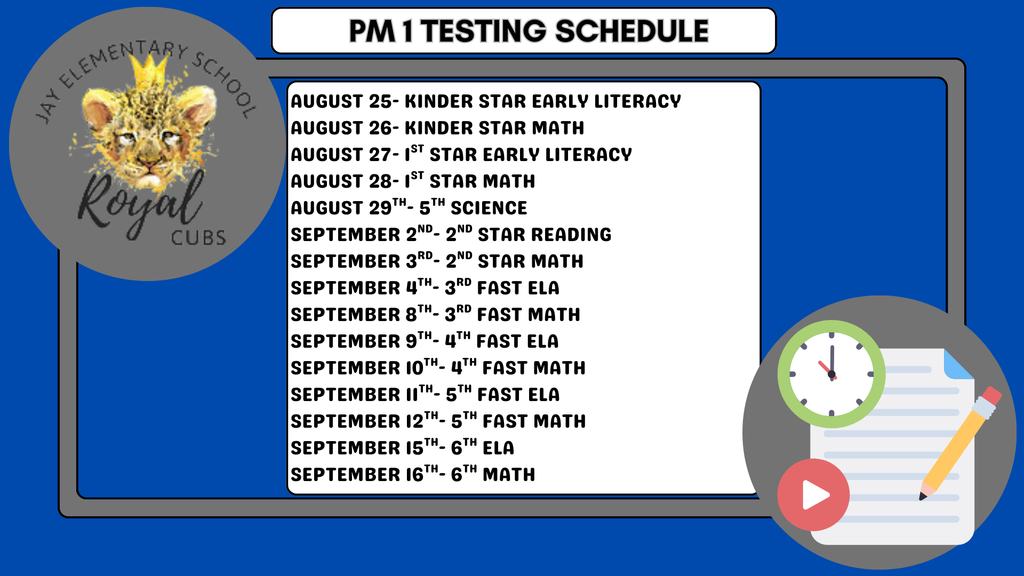 testing schedule
