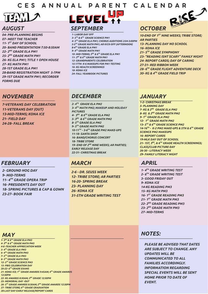 25-26 CES Calendar