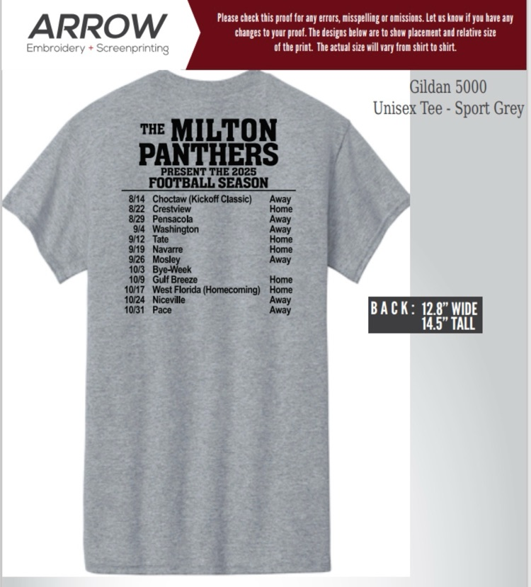 schedule shirt back