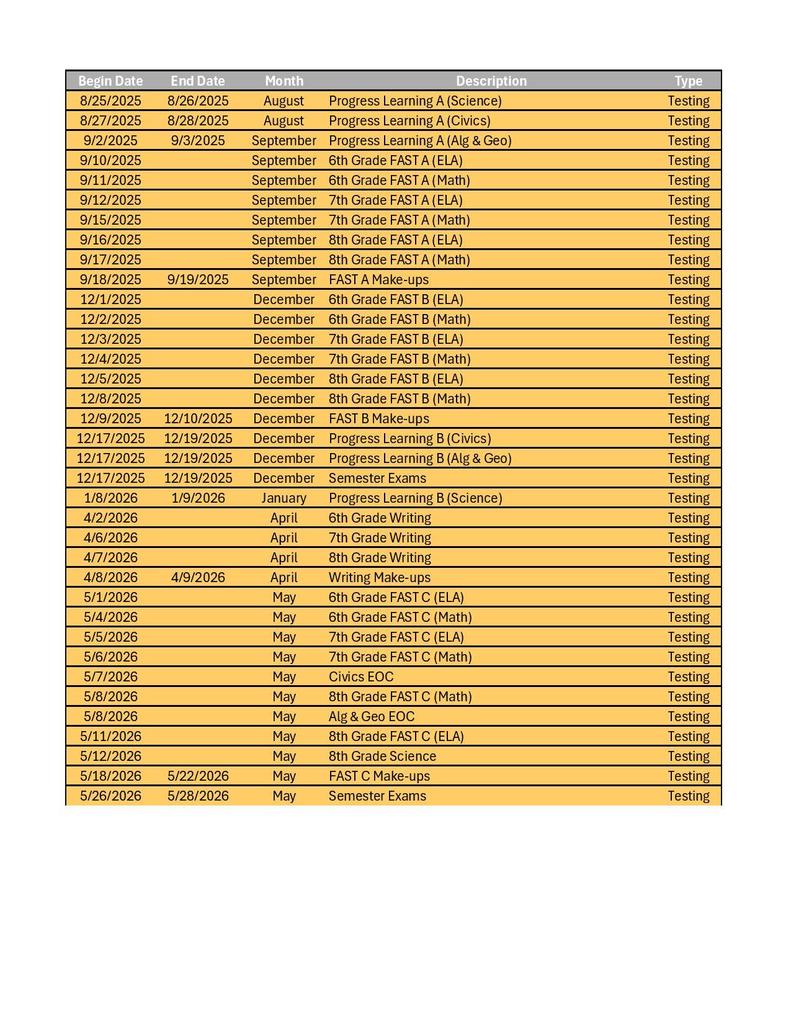 hobbs middle testing calendar