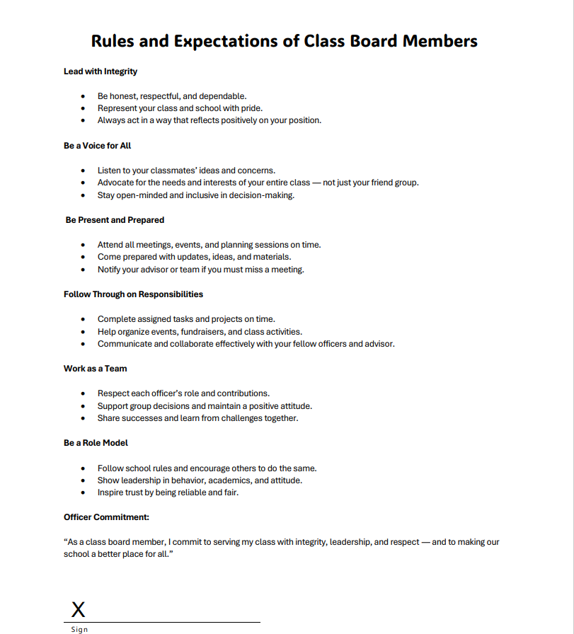 Freshman Board Rules