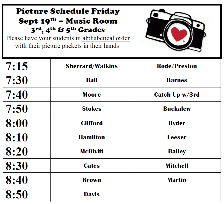 Picture Schedule 3rd-5th
