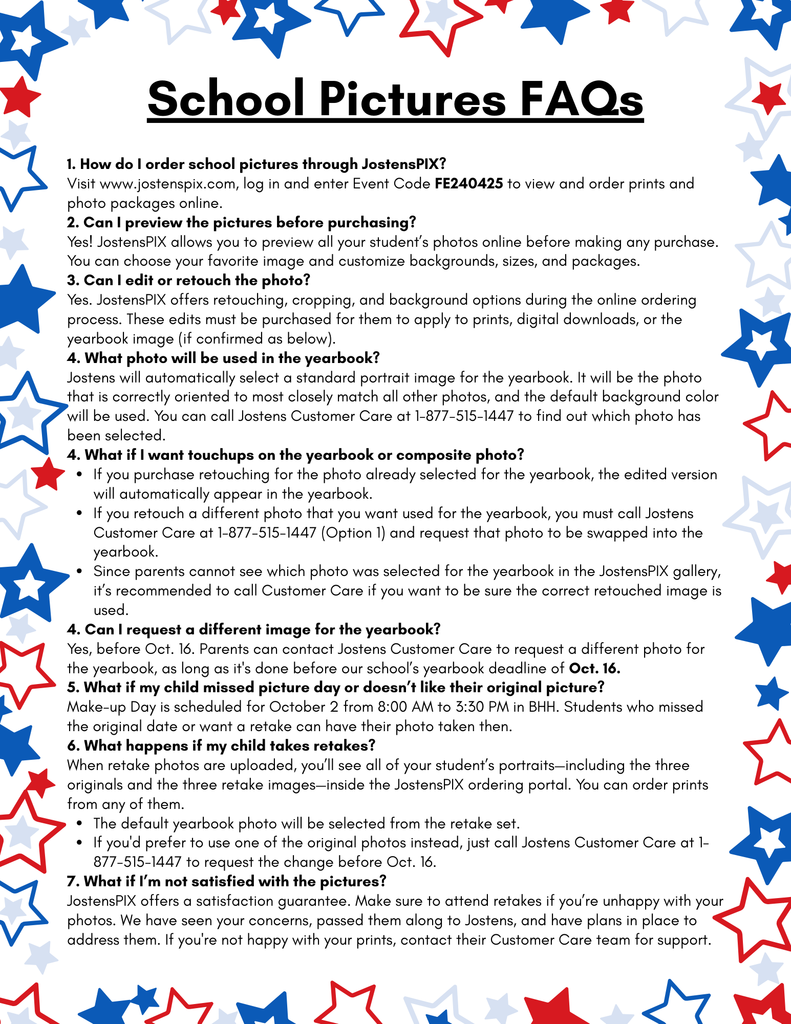 School Pictures FAQs