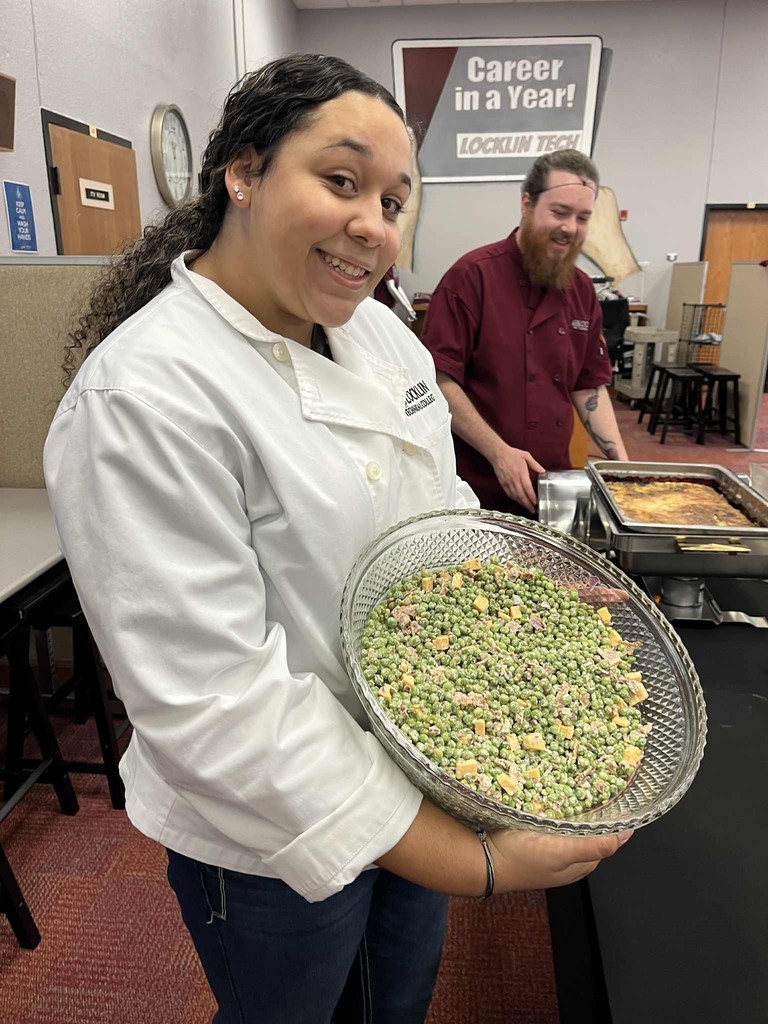 Culinary Student with Bowl of Pea Salad