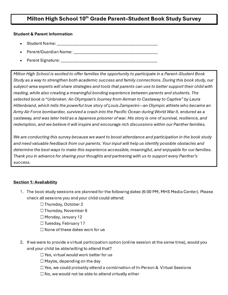Book Study Survey 