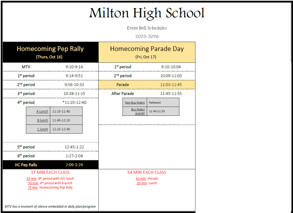 Bell Schedule 3