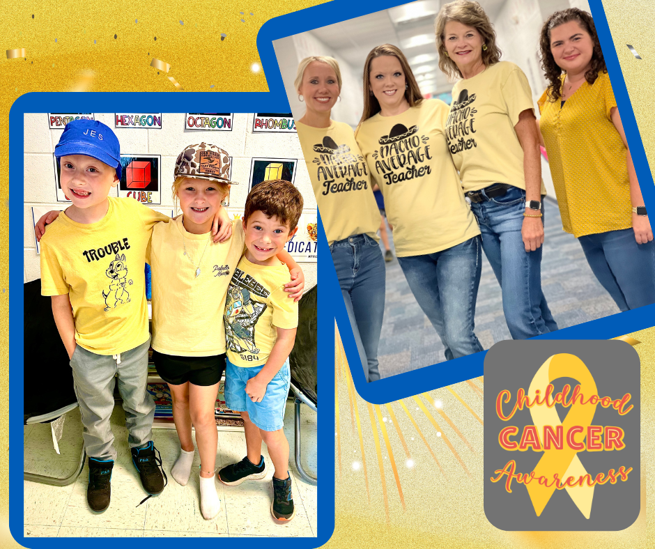 students and staff wearing gold