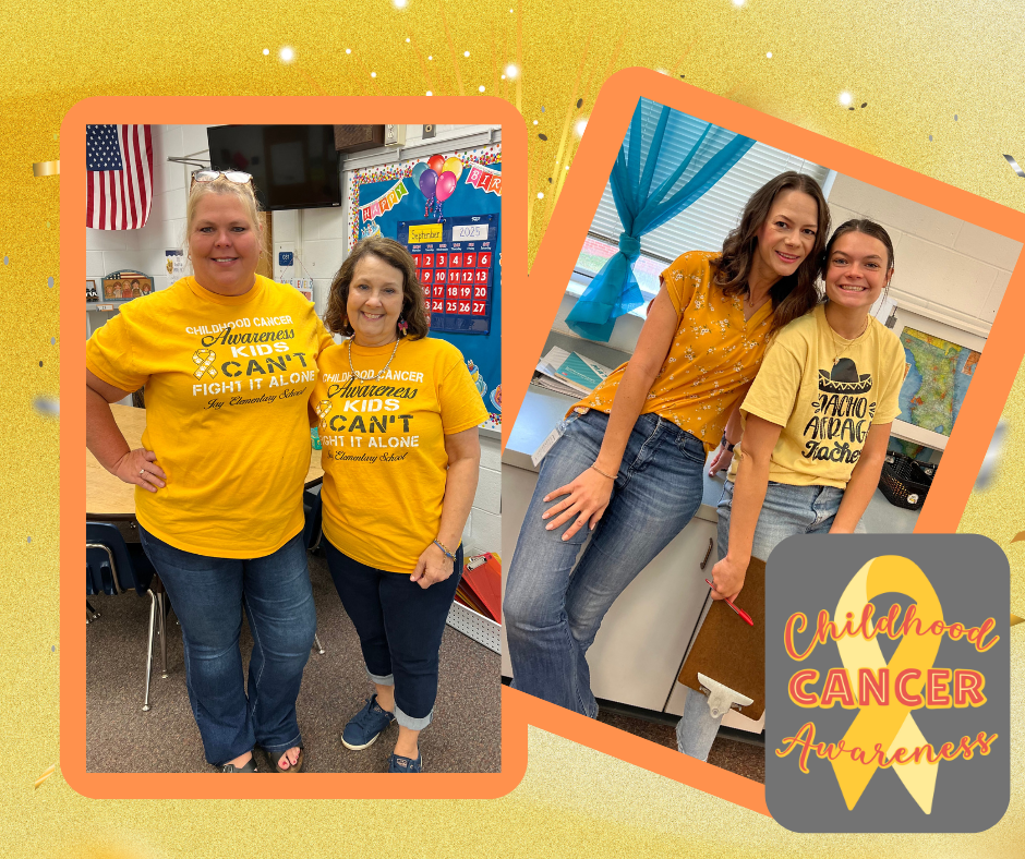 students and staff wearing gold