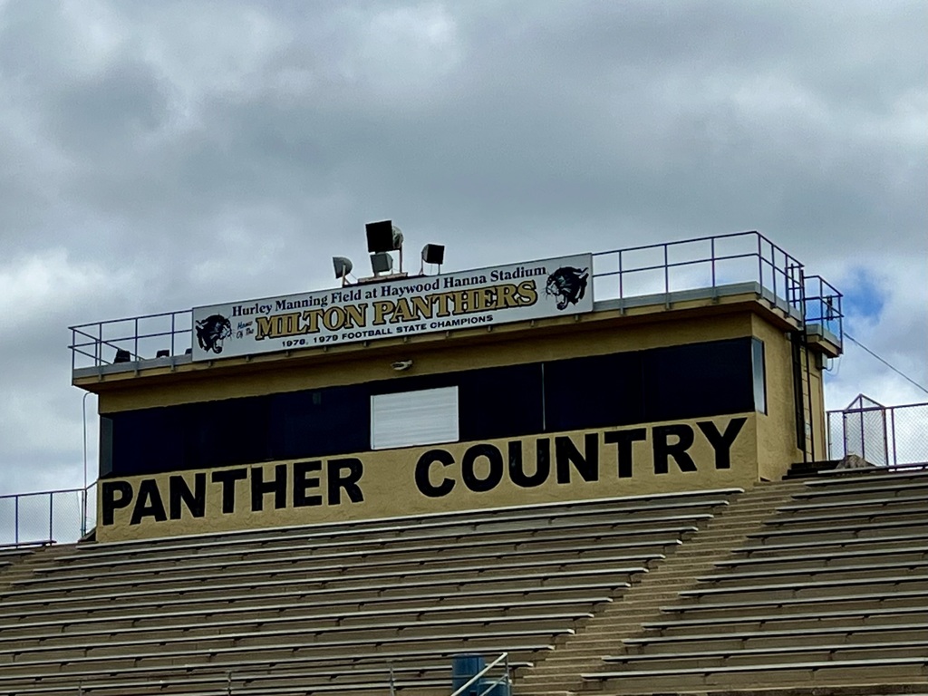 Press Box with Hurley Manning Field at Haywood Hanna Stadium Sign
