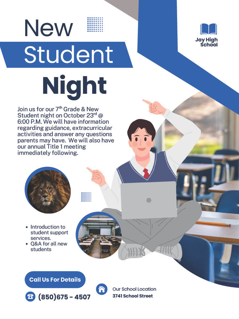 new student night flyer