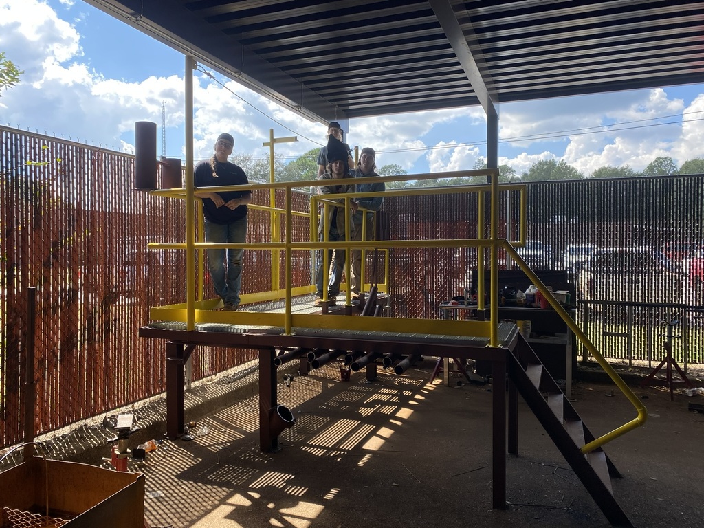 Welding Training Platform Project Assembly- Students on Completed Platform