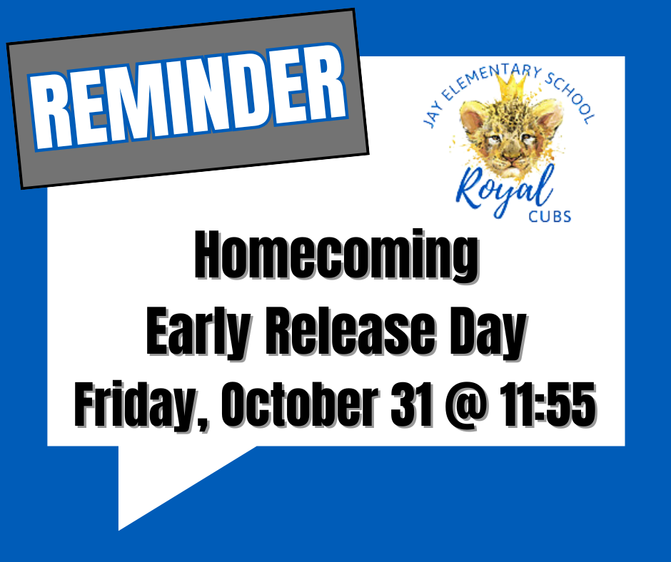 Reminder: Book Character Parade & Homecoming Early Release
