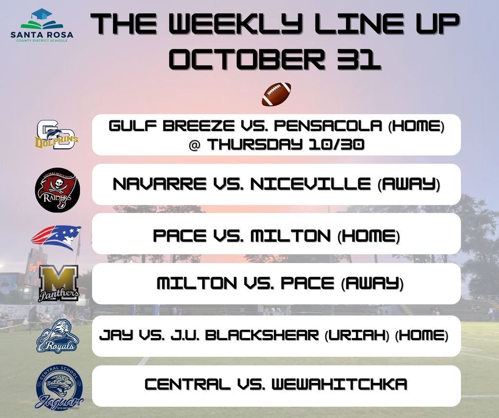 Football Line Up 10/30 & 10/31