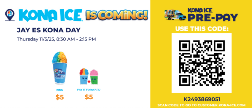 Kona Ice next Wednesday