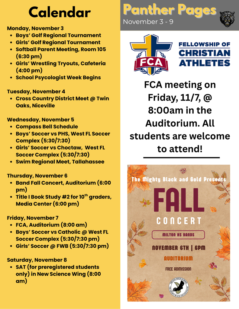 Panther Pages 11/3-11/9