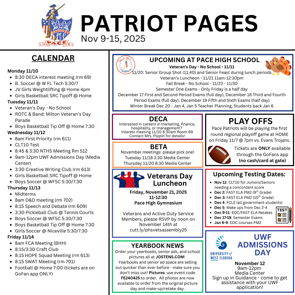 weekly updates 11/9 to 11/15