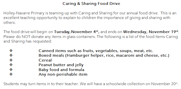 Food Drive Information