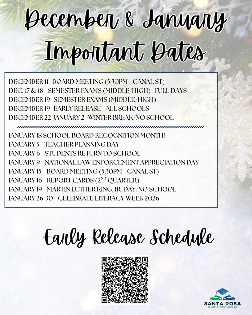 December & January Important Dates