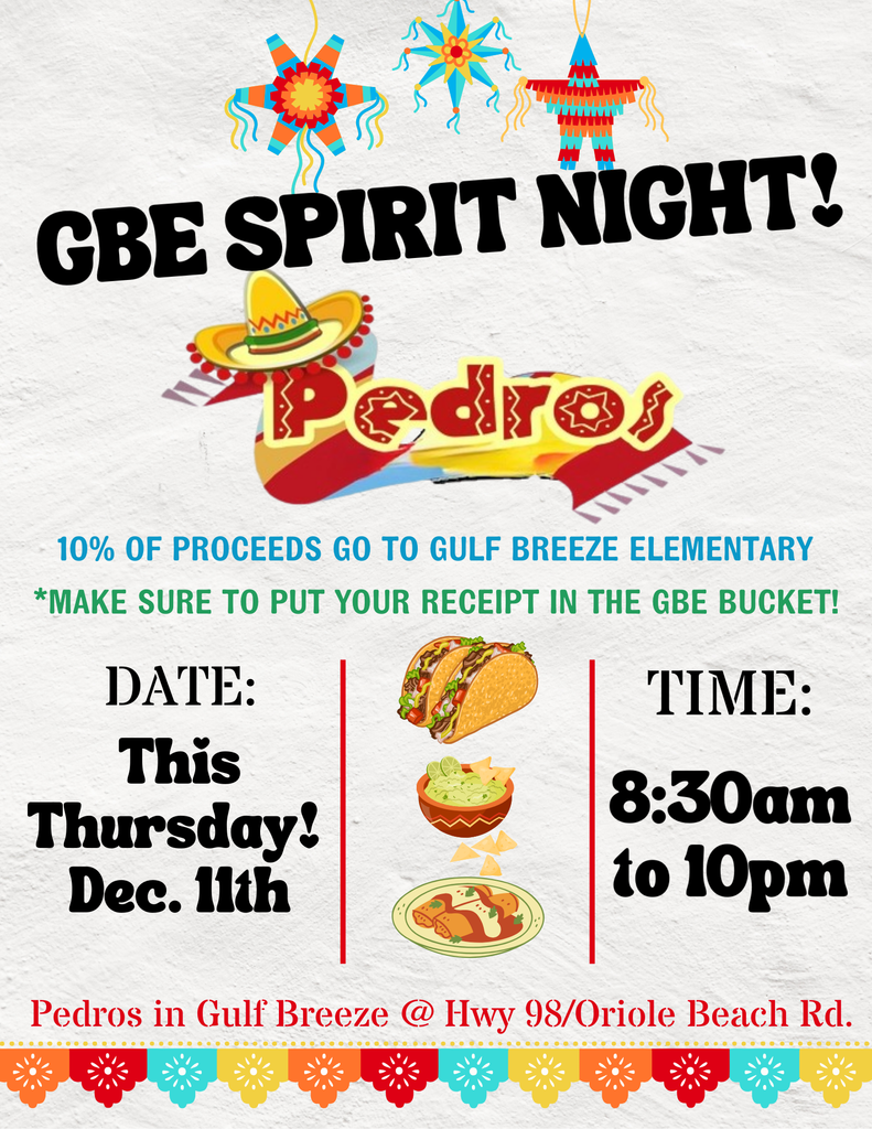 Pedro's is doing the cooking! All day 8:30am-10pm - 10% $$ goes to GBE!