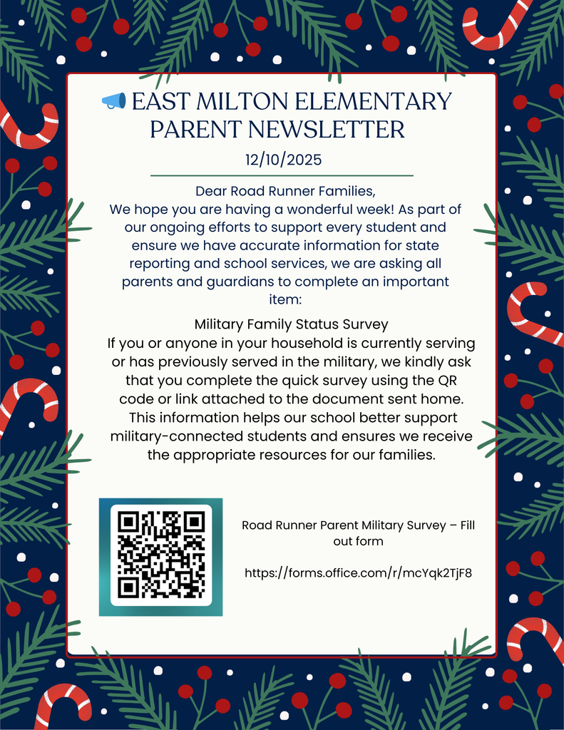 Flyer with QR Code for parents to fill out military service survey.