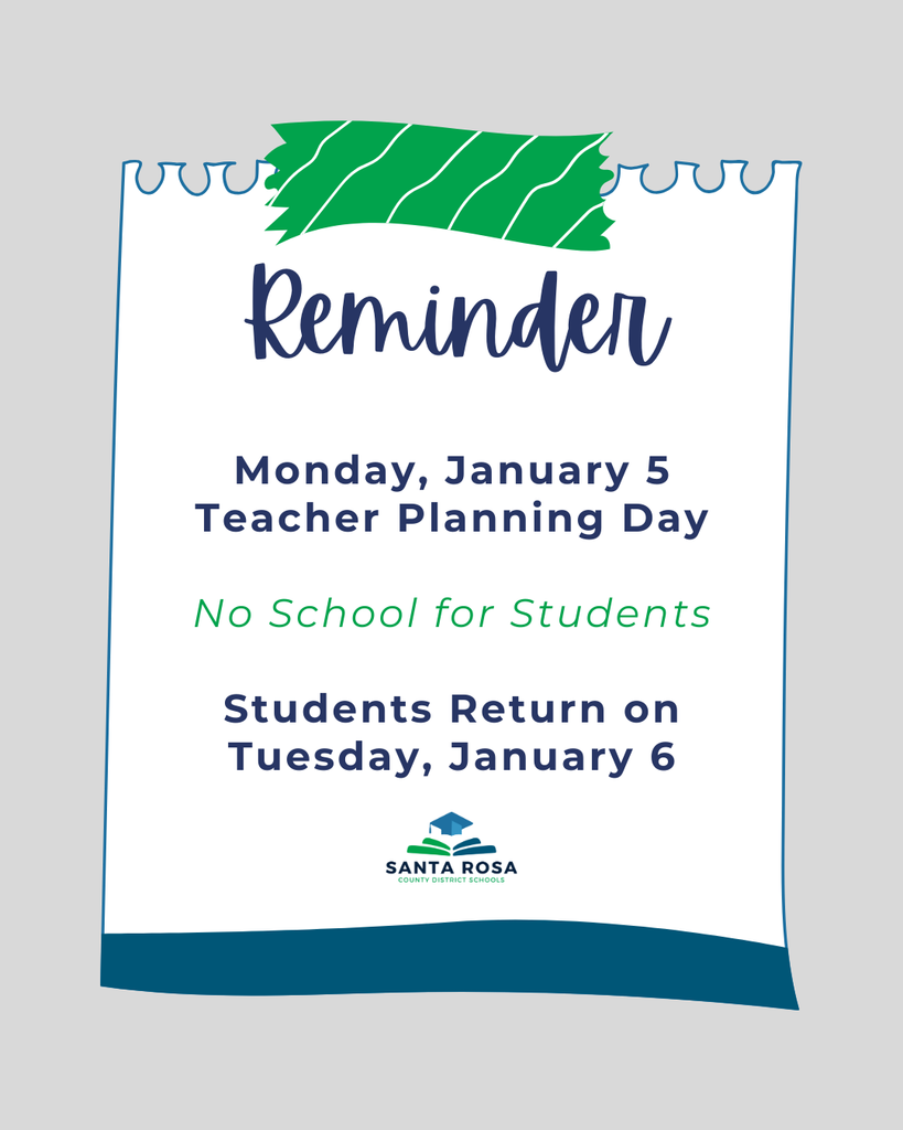 Teacher Planning Day is January 5, 2026.  