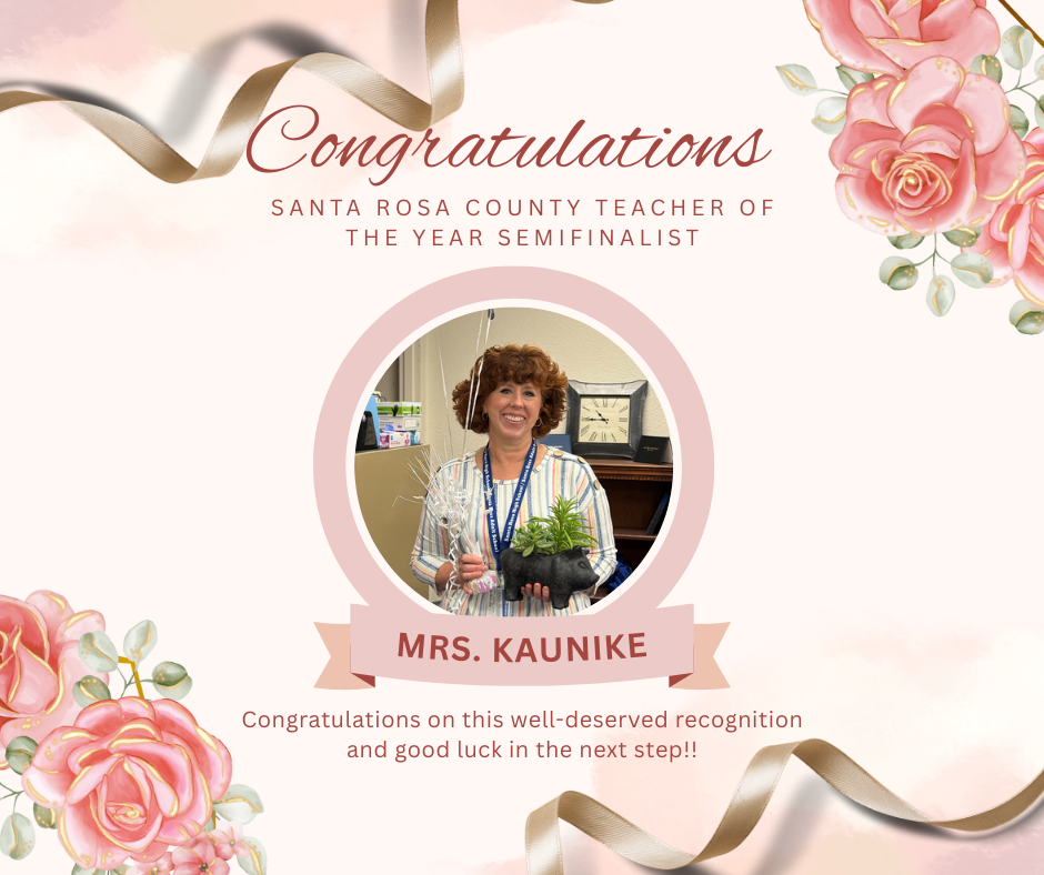 Congratulations, Teacher of the Year Semifinalist, Mrs. Kaunike
