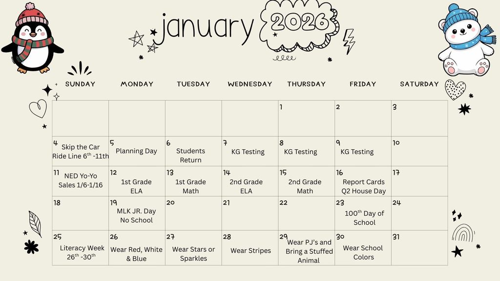 January Calendar 