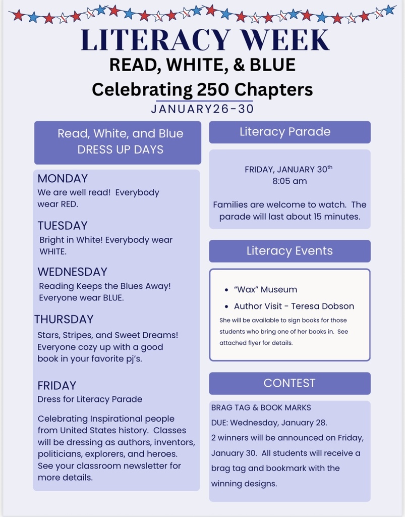 Literacy Week Jan. 26th-30th