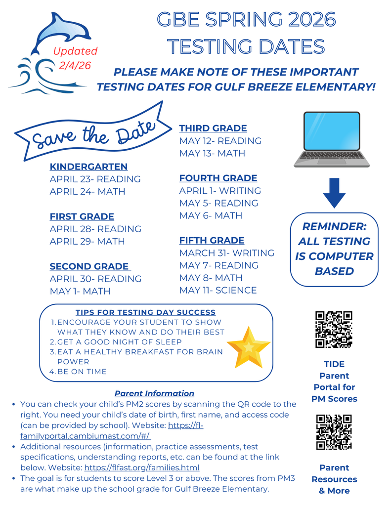 GBE PM3 Testing Dates